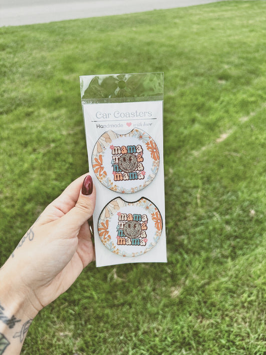 Retro Mama Floral Car Coasters