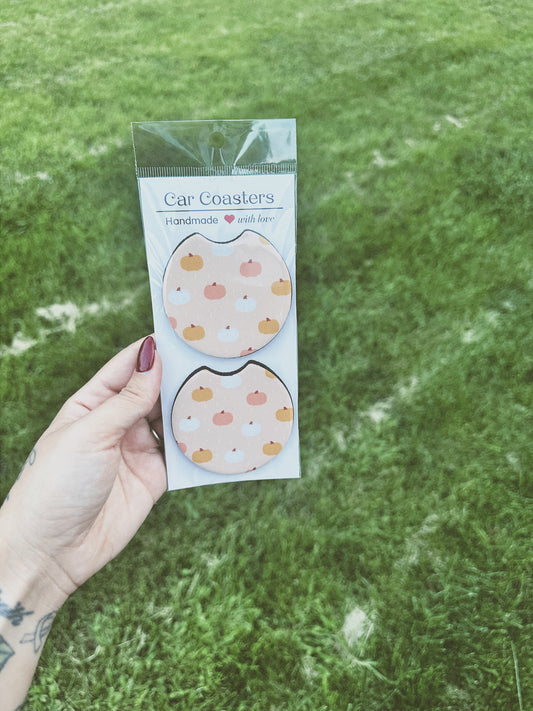 Pastel Pumpkin Car Coasters
