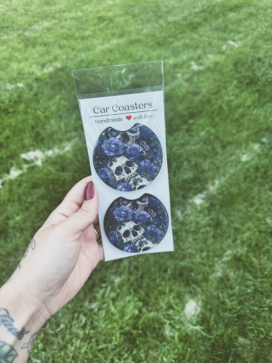 Skull & Roses Car Coasters